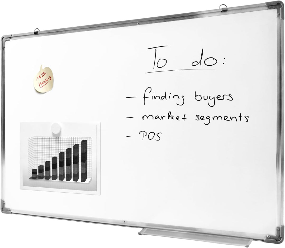 GOODS+GADGETS® Whiteboard magnetisch 60x90cm mit Alu-Rahmen &amp; Ablage