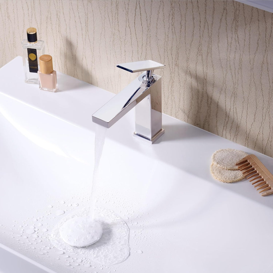 hansgrohe Tecturis E - Waschtischarmatur ohne Ablauf, Wasserhahn Bad mit Auslauf Höhe 117 mm, Mischb