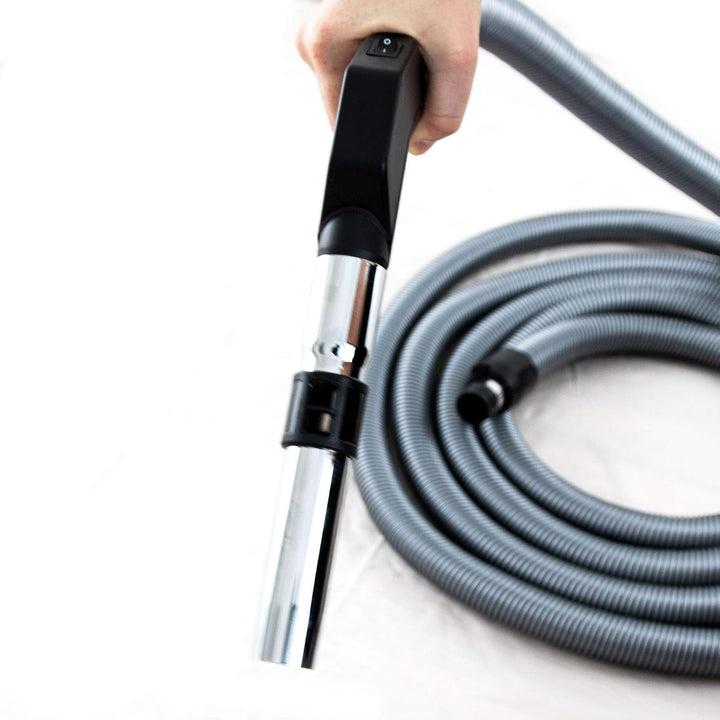 CANEUS Zentralstaubsauger Schlauch mit Schalter - Saugschlauch mit Handgriff Komfort - 10,7m Länge -