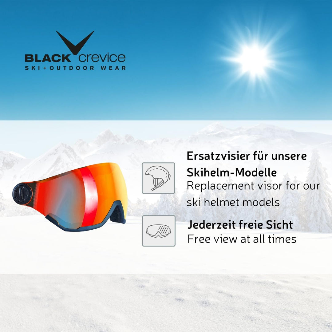 BLACK CREVICE Ersatzvisier mit Vollschutz I Skihelm-Ersatzvisier für Skihelm Arlberg &amp; Gstaad &amp; Saal