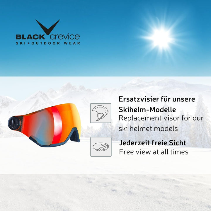 BLACK CREVICE Ersatzvisier mit Vollschutz I Skihelm-Ersatzvisier für Skihelm Arlberg &amp; Gstaad &amp; Saal