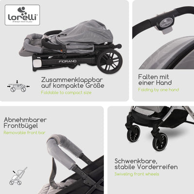 Lorelli Kinderwagen Fiorano, Reisebuggy, Baby Buggy klein zusammenklappbar, leicht, nur 7,5 kg, komp