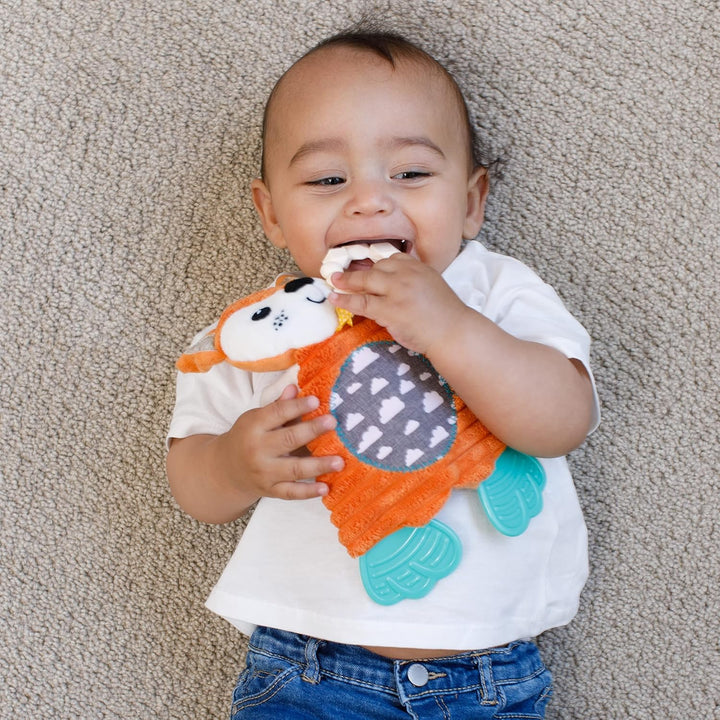 INFANTINO Go Gaga Cuddly Teether Fox, Spielzeug-Fuchs, für die sensorische Erkundung, Teether aus Si