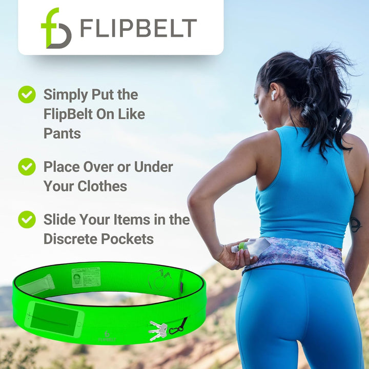 FlipBelt Classic - Gürtel mit Mehreren Taschen, Unisex XS Grün, XS Grün