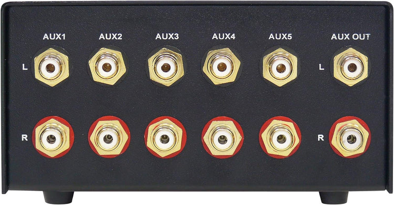 Dynavox AUX-S, Eingangs-Erweiterungs-Umschalter in Metallgehäuse mit 5 Cinch-Eingängen, für Stereo-