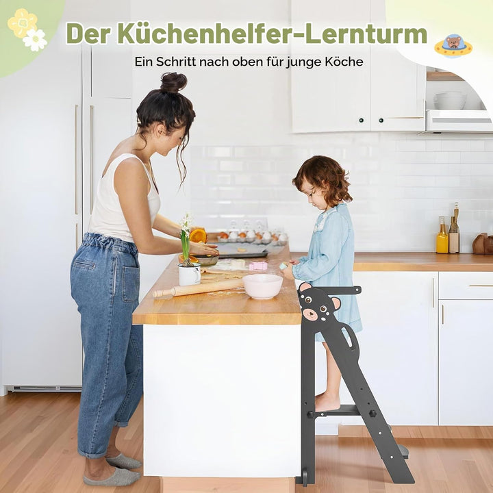 Montessorianischer Klappturm für Kinder, Montessori Learning Tower höhenverstellbar 18 Monate Kinder