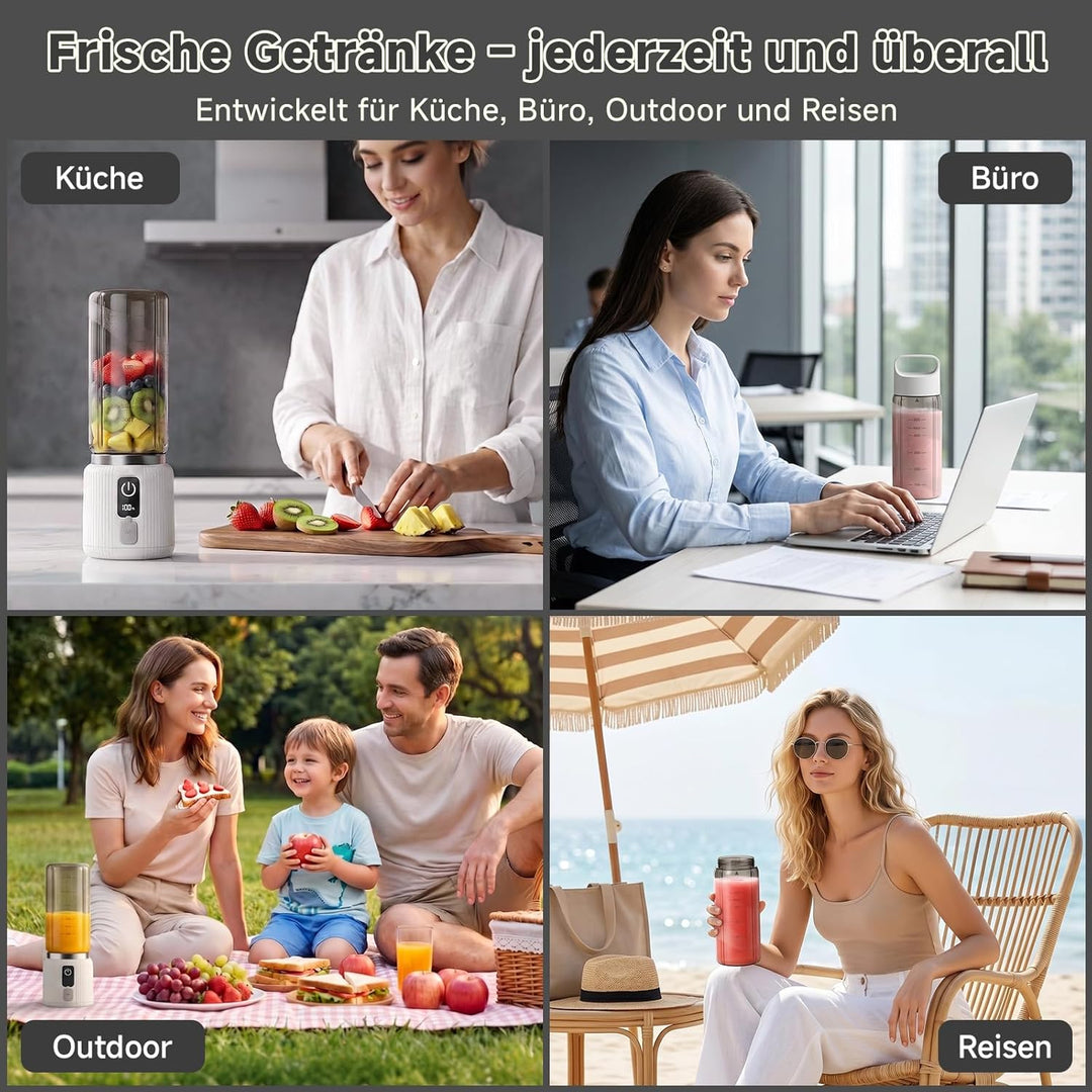COKUNST Tragbarer Mixer, kleiner Smoothie & Shake Maker mit 8 Klingen, Mini Personal Blender mit LED