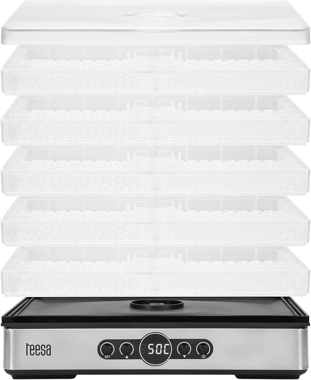 Teesa Pilztrockner Gemüse Obst Leistung 400W 5 Klar Sit LCD Display Thermokreislauf Temperaturregelu