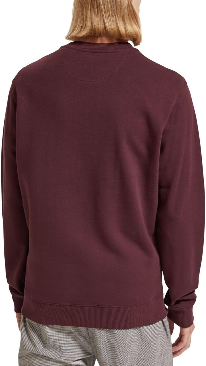 Scotch & Soda Herren Regular Fit Logo Badge Organic Cotton Sweatshirt, Berry Wine 6637