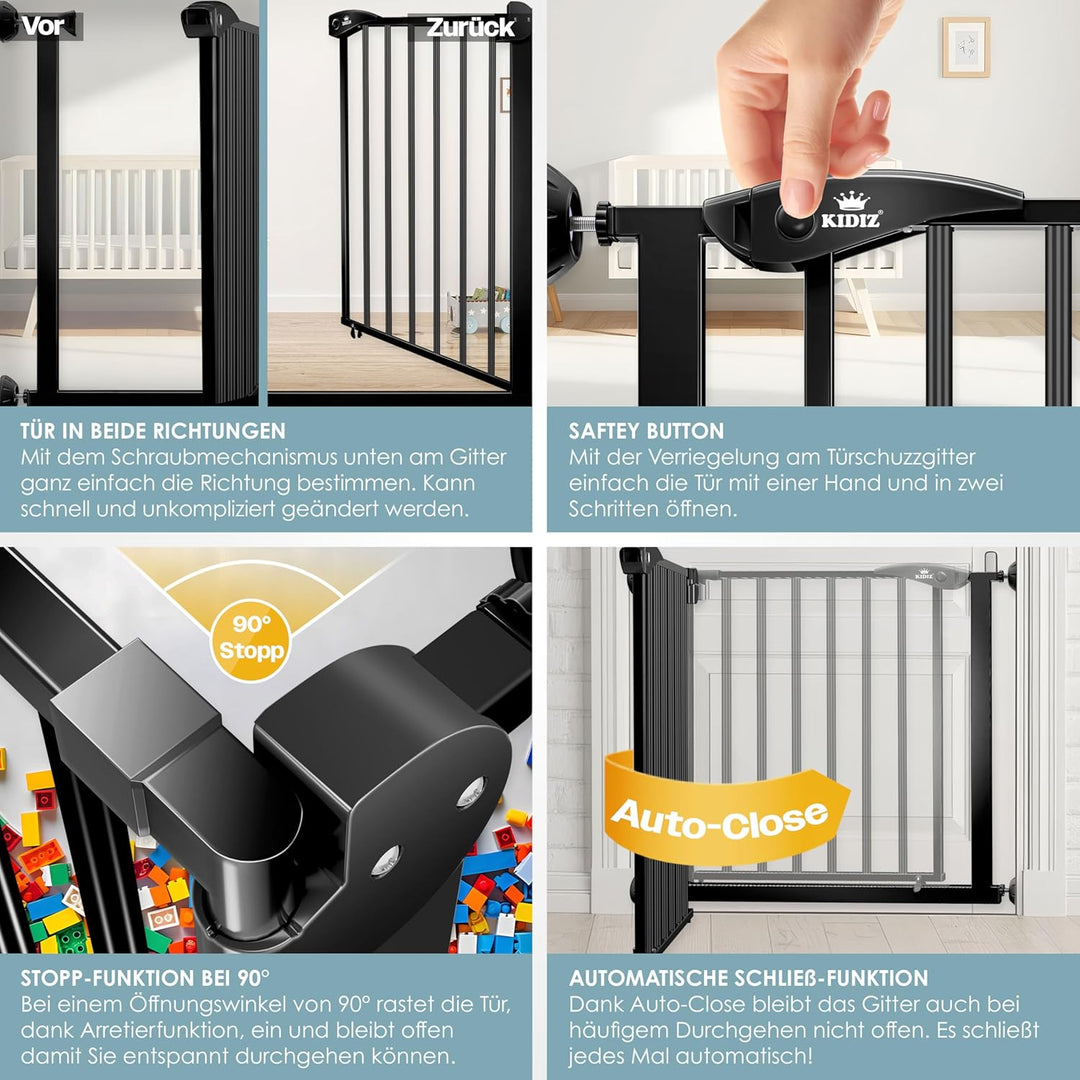 KIDIZ® Türschutzgitter Absperrgitter Treppengitter Kindergitter | Gitter Haustier | ohne Bohren | be