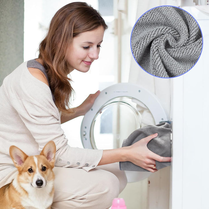 Hundebademantel Extra Saugfähig, Bademantel Hund Schnelltrocknend mit Klettverschluss Mikrofaser Hun