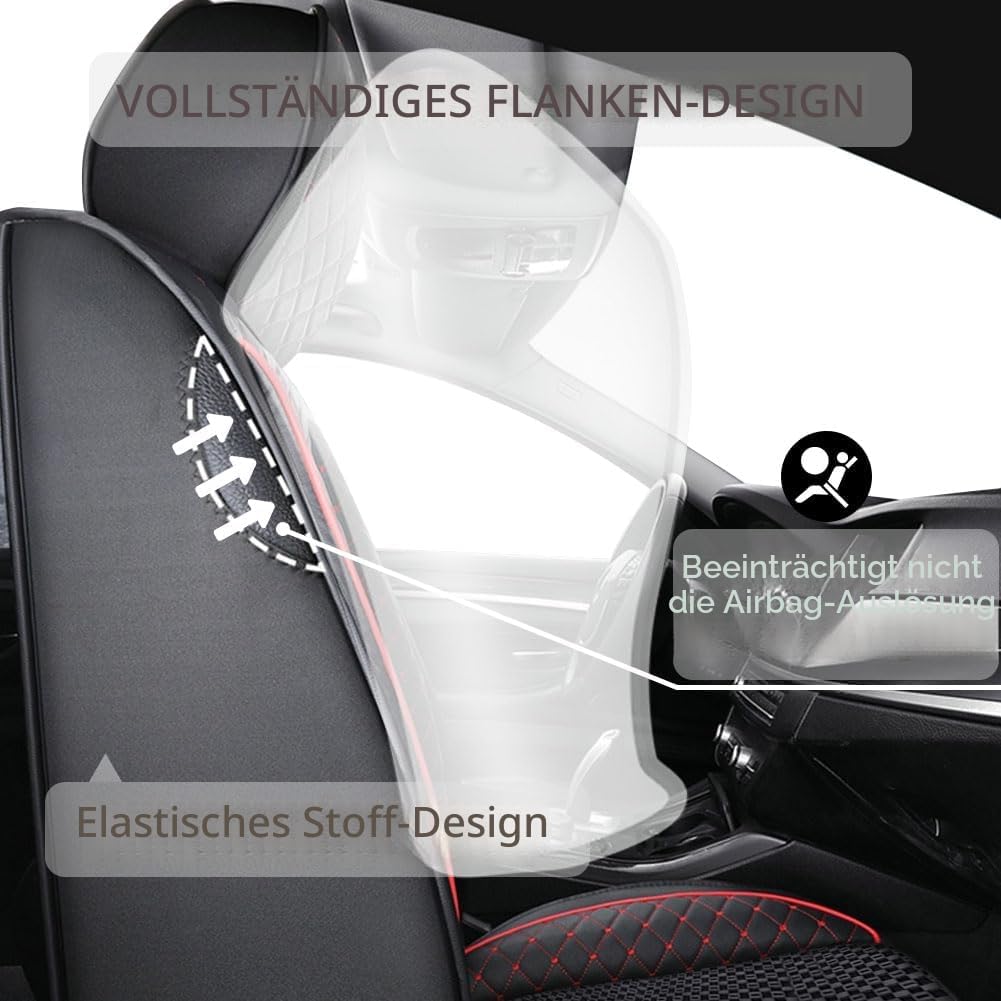 Sitzbezug Auto Vordersitze 2 Stück, Atmungsaktiver Eisseiden-Autositzbezüge PU Leder Universal Set,