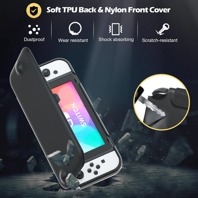 ProCase Klapp Schutzhülle + (2 Stück) Displayschutz für Nintendo Switch (OLED Modell) Weich dünn TPU