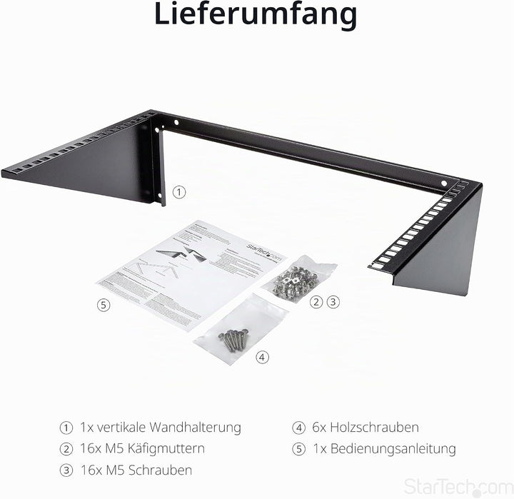 StarTech.com 6HE Wandmontage Halterung für Patch Panele - 19 Zoll - Stahl - Vertikale Montagehalteru
