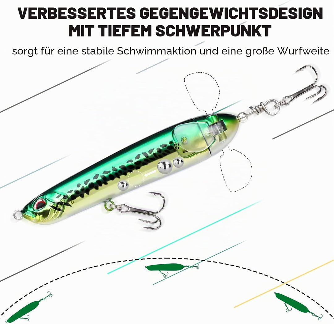 TRUSCEND Top Water Angelköder, Whopper Angelköder für Süsswasser oder Salzwasser, schwimmende Köder