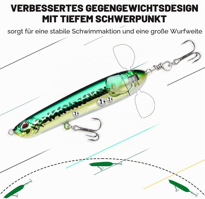 TRUSCEND Top Water Angelköder, Whopper Angelköder für Süsswasser oder Salzwasser, schwimmende Köder