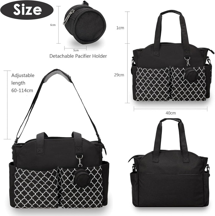 Wickeltasche Baby Gross, 13 Fächer Kinderwagen Windeltasche, Wasserabweisende Babytasche mit Schnull