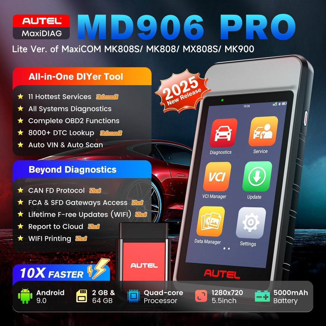 Autel MaxiDIAG MD906 PRO Diagnosegerät, 2026 MD906PRO OBD2 Scanner für Vollständige Systeme, Bluetoo