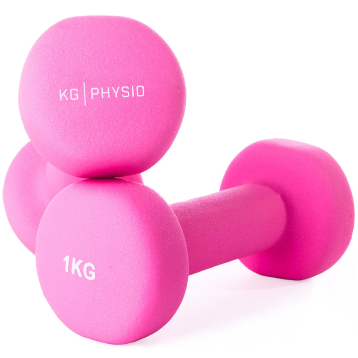 KG Physio Hantelset mit A3-Übungsposter - Neopren Kurzhanteln 2er Set - Fitness Gewichte aus Gusseis