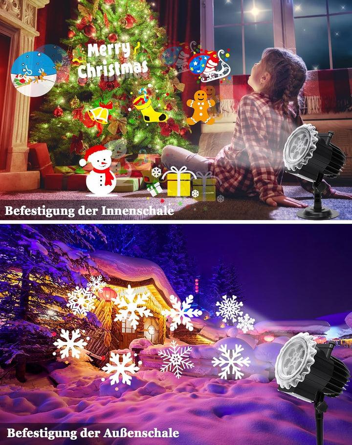 Qxmcov Halloween Projektor, LED Projektor Weihnachten Aussen Halloween Projektor Outdoor Schneeflock