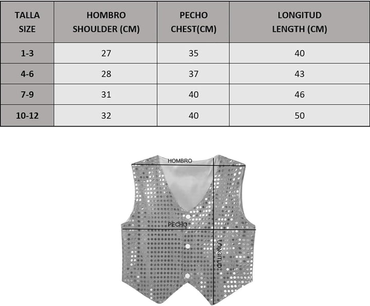 Carnavalife Paillettenweste für Jungen und Mädchen, Hip-Hop-Weste, Kostüm für Kinder, Party, Tanz, A