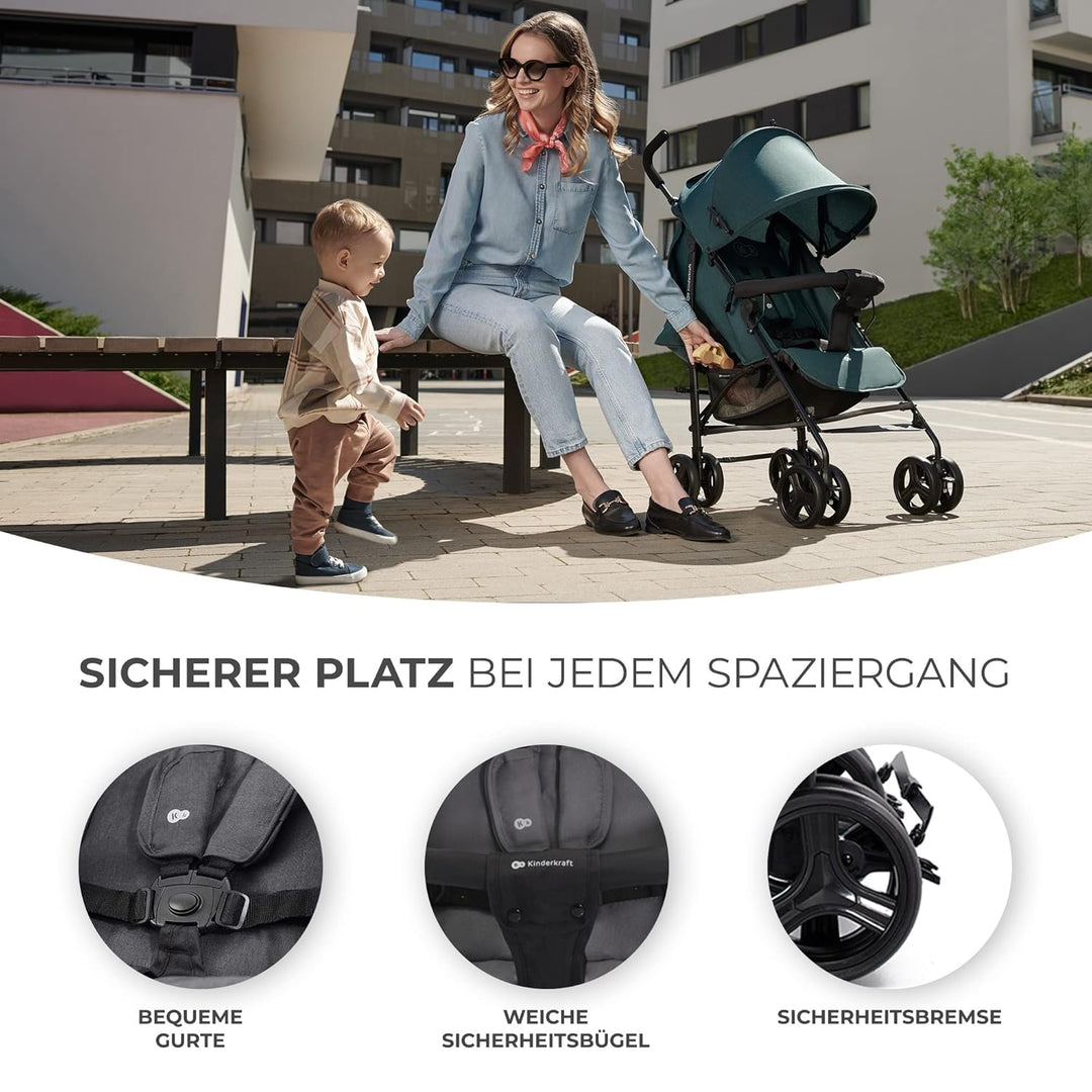 Kinderkraft TIK Kinderwagen, Liegebuggy, Sportwagen, Leicht - 6,5kg, Drehbare Vorderräder, Verstellb
