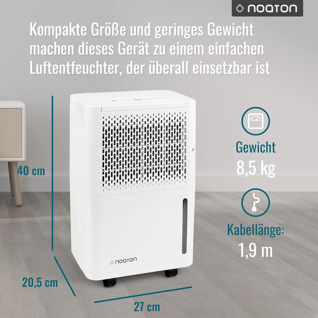 Noaton® DF 4110 Luftentfeuchter 11,5L/24h, Elektrischer Entfeuchter mit Ablaufschlauch, Automatische