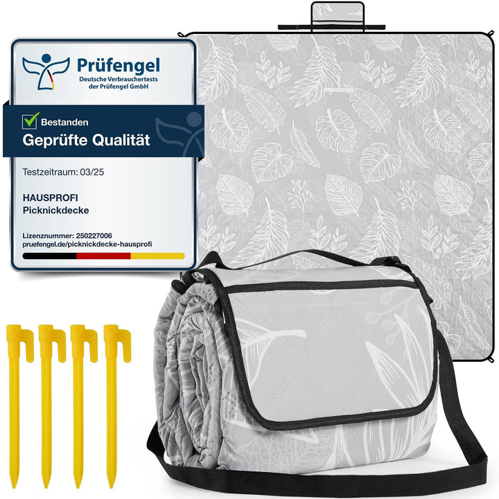 HAUSPROFI Picknickdecke 200x200cm – Wasserdicht, isoliert, XXL Outdoor Decke für Picknick, Strand, G