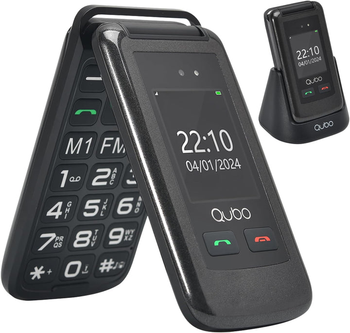 Qubo Flip Handy für Senioren GSM, Handy für Senioren, 2,4" Display, hohe Lautstärke, SOS-Funktion, D