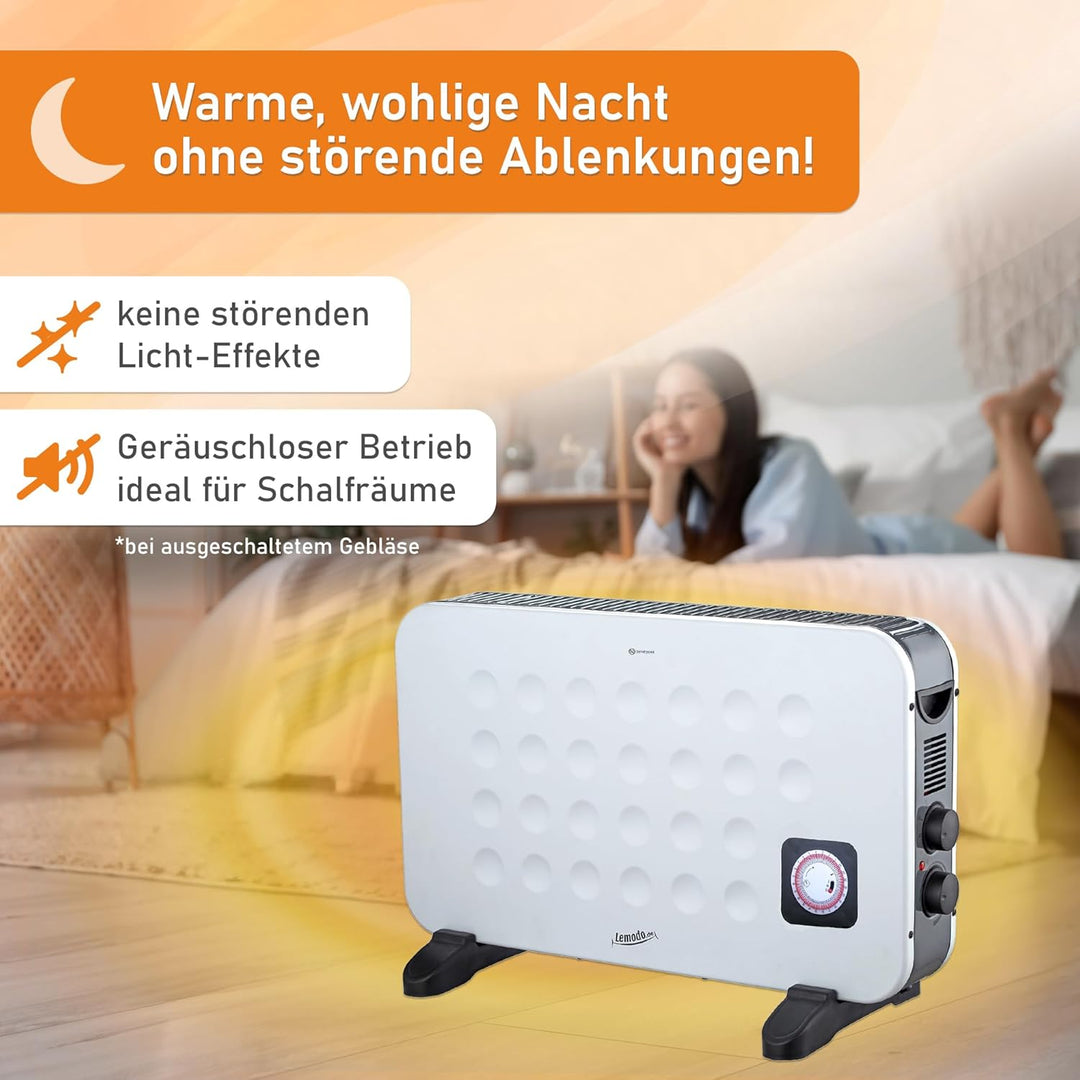 LEMODO mobile Elektroheizung - energiesparende Konvektor Heizung - Elektrische Heizung mit 2 Leistun