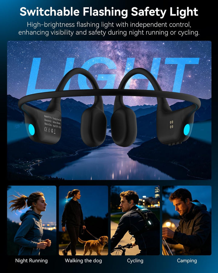 Knochenschall Kopfhörer Bluetooth 6.0 Zum Joggen, Radfahren, Fitness, IPX8 | 24g Ultraleicht, weiche