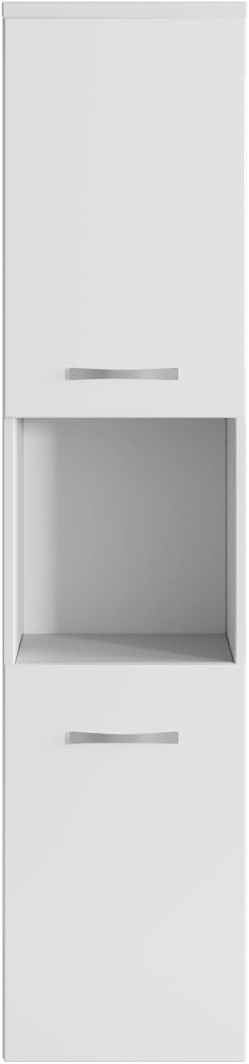 Badezimmer Schrank Montreal 131 cm Hochglanz Weiss Fronten – Regel Schrank Hochschrank Schrank Möbel