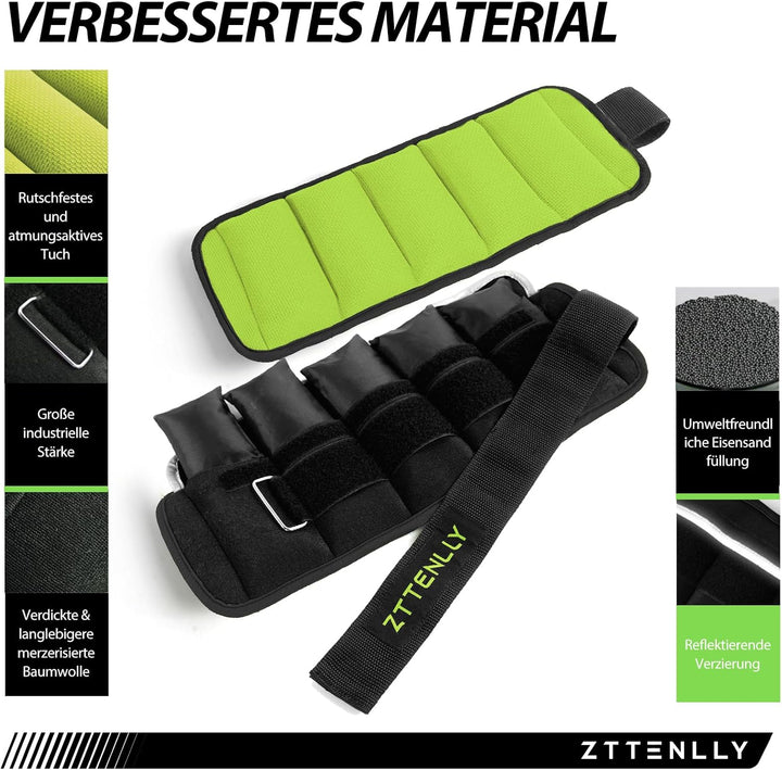Gewichtsmanschetten für Knöchel & Handgelenk - Verstellbar （0.45-9 kg/Paar), Atmungsaktives Merceriz