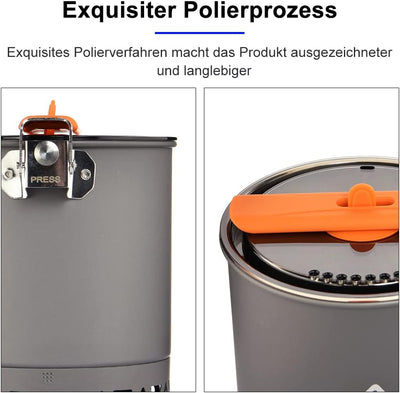 widesea Geschirr für Camping 1,6 l Topf Touristengeschirr Tourismus Wandern Picknick Kochzubehör Koc