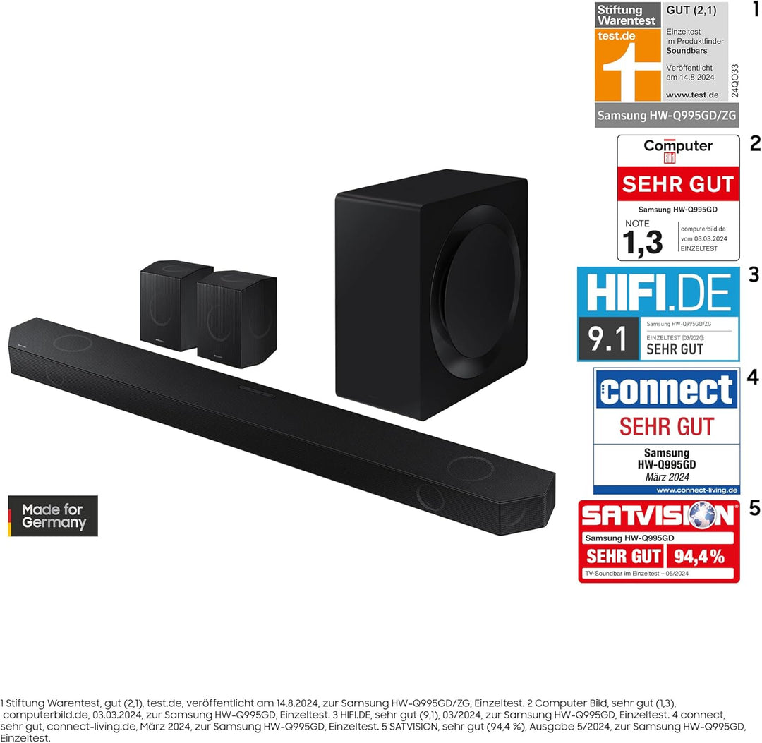 Samsung HW-Q995GD 11.1.4-Kanal Q-Soundbar für TV-Geräte, 4.0.2-Kanal-Rücklautsprecher, Bluetooth-Lau