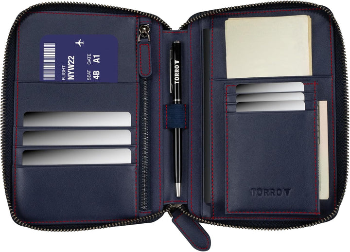 TORRO Reisebrieftasche - Reisebrieftasche aus echtem Leder mit Reisepasshalter und abnehmbarem Karte