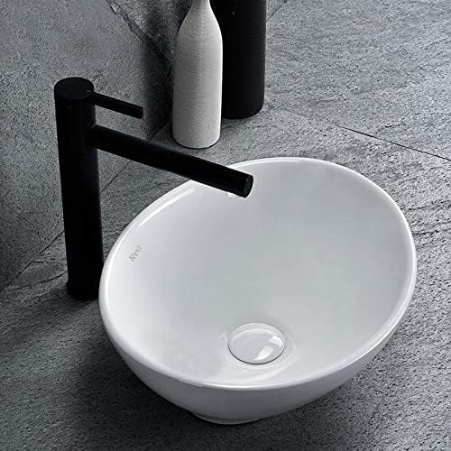 VBChome Waschbecken Kleine 41 x 35 x 15 cm Mini Keramik Weiss Oval Waschtisch Handwaschbecken Aufsat