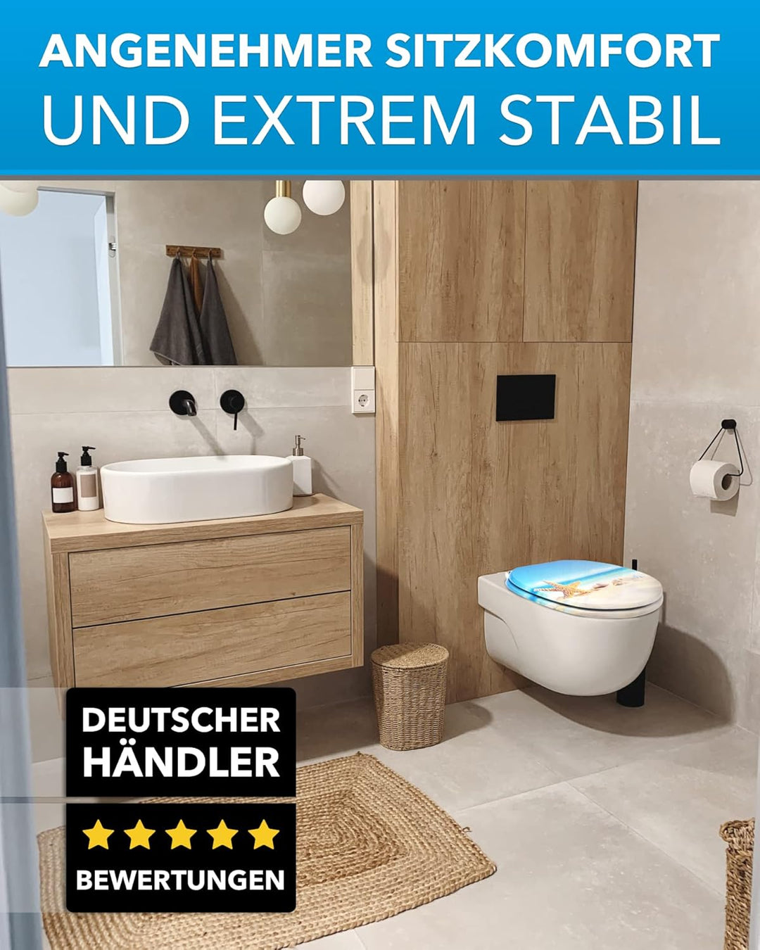 Xonic Design WC-Sitz - Premium Klo-Deckel - Toilettensitz mit Absenkautomatik - hochwertige Klobrill