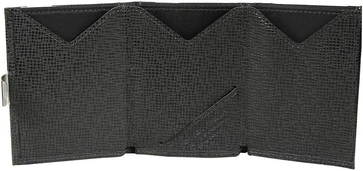 Exentri Wallet Kreditkartenetui echt Leder mit RFID Schutz, S, Mosaic Black [331] Schwarz, Schwarz