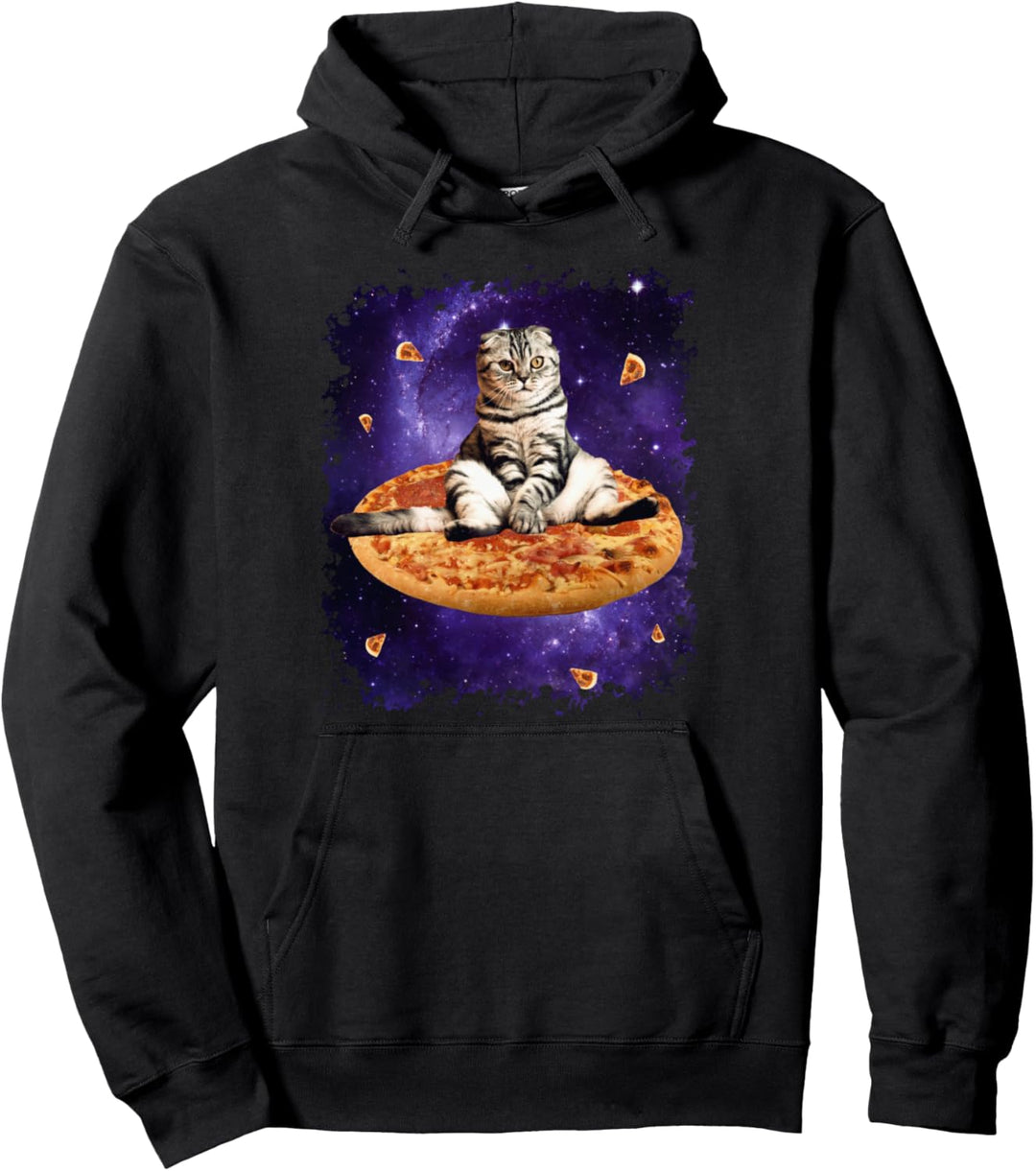 Weltraum Pizza Katze Pullover Hoodie