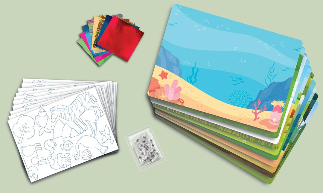 Megableu Foil Fun-Das Königreich der Tiere, Freizeit, Kinder, kreative und spielerische Aktivität, a