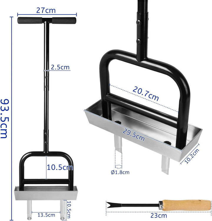 lalago Rasenlüfter Manuell 2 Kerne mit Ablagefach Reinigungswerkzeug, Handvertikutierer 93CM, Rasen
