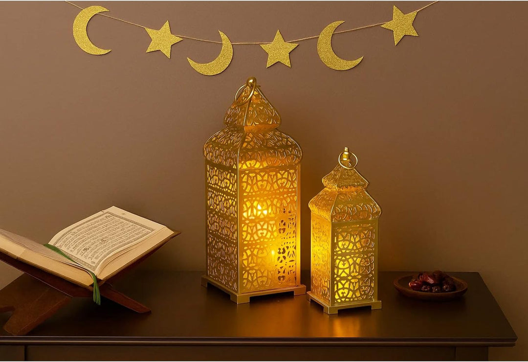 VELA LANTERNS Grosse goldene Tempel marokkanische Laterne Lampe Dekorative Kerzenhalter für Ramadan-