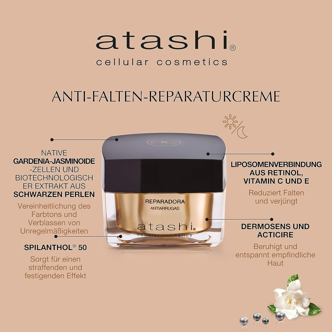 Atashi Cellular Cosmetics Atashi | Tägliches Anti-Aging-Ritual Brust | Reparierende Creme + Augenkon