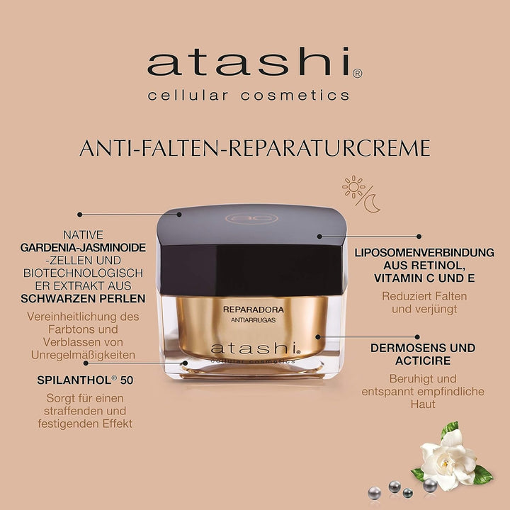 Atashi Cellular Cosmetics Atashi | Tägliches Anti-Aging-Ritual Brust | Reparierende Creme + Augenkon