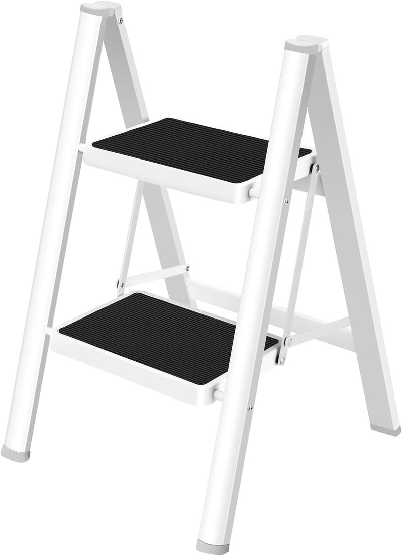 HBTower Trittleiter 2 Stufen Klappbar, Leiter 2 Stufen,stufenleiter,Leiter mit breitem Anti-Rutsch-P