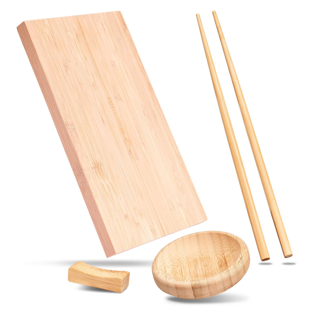 Reishunger Sushi Servier Set (4-teilig, für 4 Personen) aus Bambus – das perfekte Geschenk für Sushi