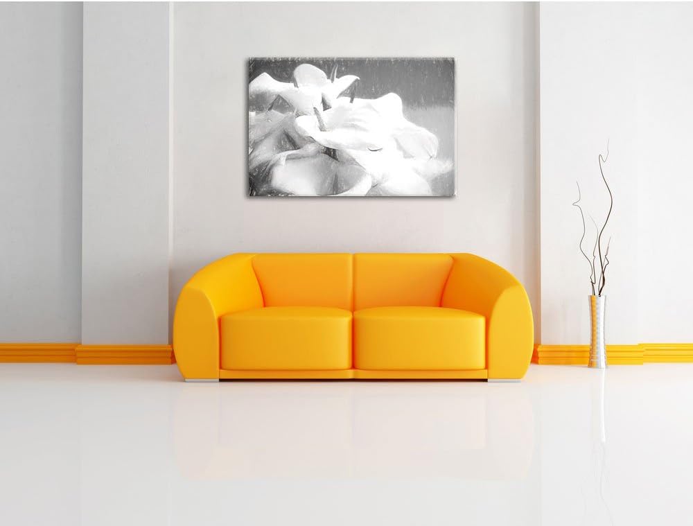 Pixxprint Calla Lilien / 100x70cm Leinwandbild bespannt auf Holzrahmen/Wandbild Kunstdruck Dekoratio