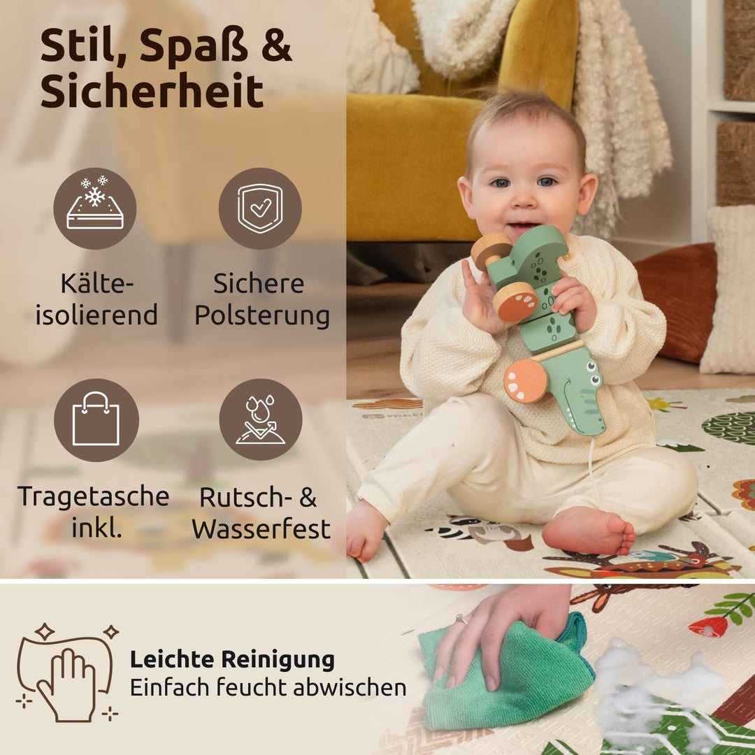 Mallie® Spielmatte Baby Faltbar Schadstofffrei 150x200 CM I Krabbeldecke Baby, Krabbelmatte Baby und