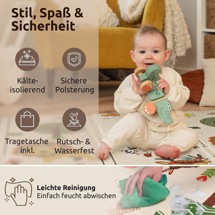Mallie® Spielmatte Baby Faltbar Schadstofffrei 150x200 CM I Krabbeldecke Baby, Krabbelmatte Baby und